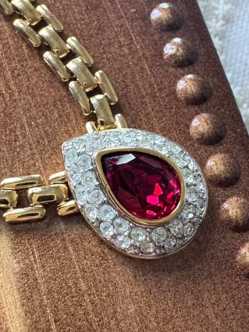 中古稀有品 Lanvin 浪梵 紅寶石項鍊 古董飾物 德國製 禮物