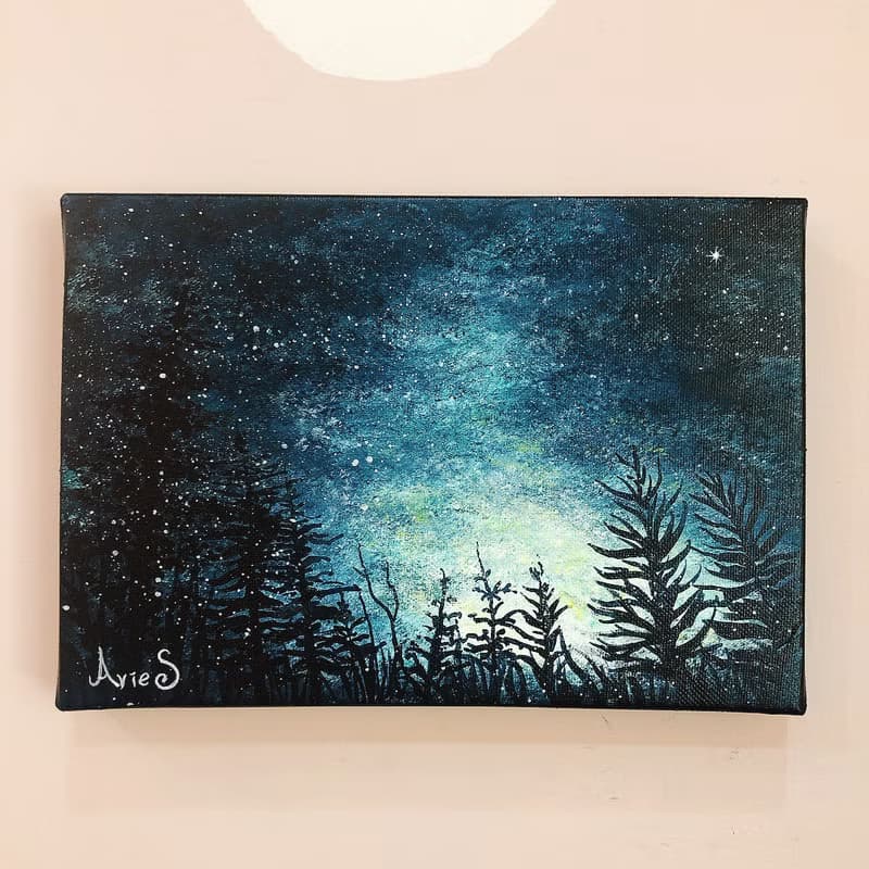 夜晚星空 手繪訂製 生日禮物 情人節 無框畫 禮物