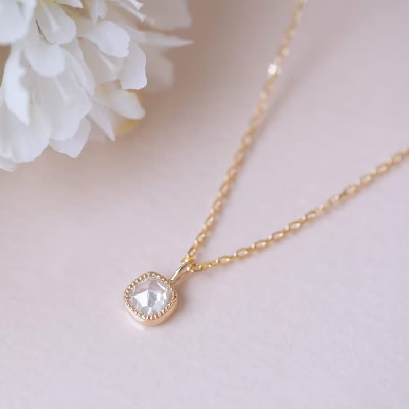White magnolia Petal Diamond Necklace