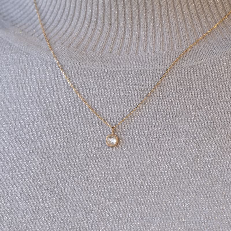 White magnolia Petal Diamond Necklace