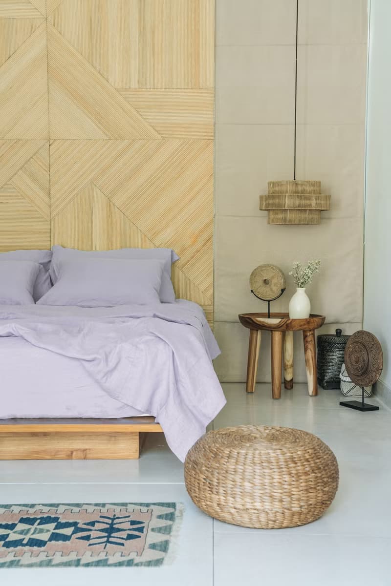 Pastel lavender linen fitted sheet / Softened linen bed sheet / Deep pocket