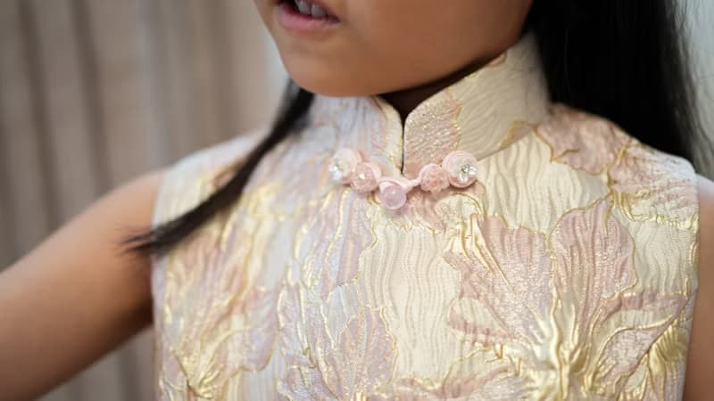 小女孩無袖織錦旗袍 (粉色)