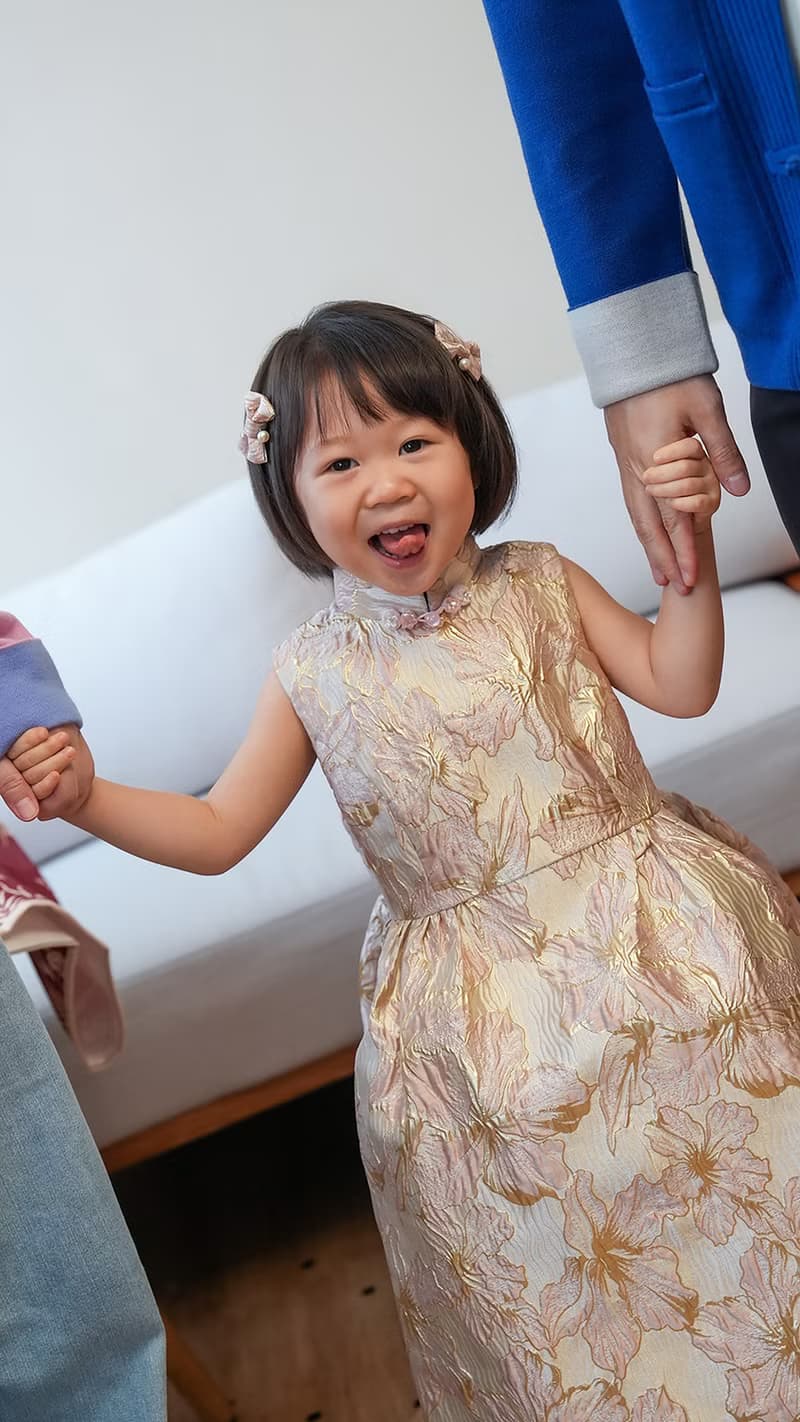 小女孩無袖織錦旗袍 (粉色)