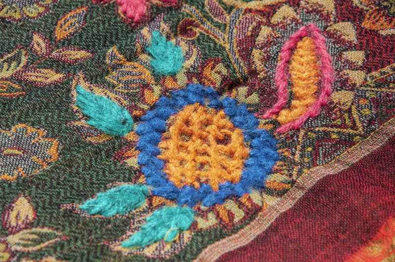 喀什米爾Cashmere/水煮羊毛披肩/針織圍巾/刺繡圍巾/羊絨披巾-花
