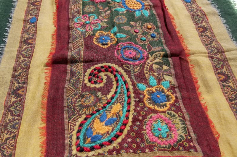 喀什米爾Cashmere/水煮羊毛披肩/針織圍巾/刺繡圍巾/羊絨披巾-花