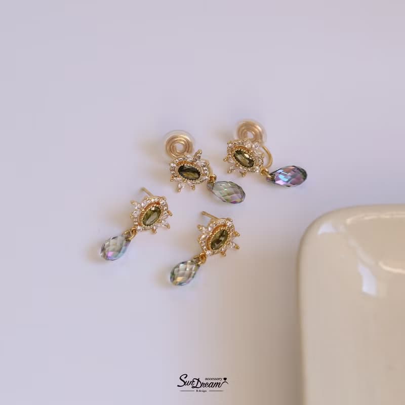晨曦光影水晶耳環【耳針款 | 蚊香耳夾】水晶耳環 水晶耳夾