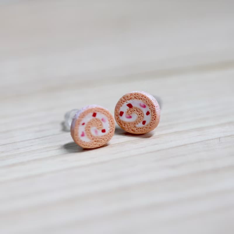 袖珍蛋糕卷耳環 套組 Miniature Sweet Roll Cake Earring Set