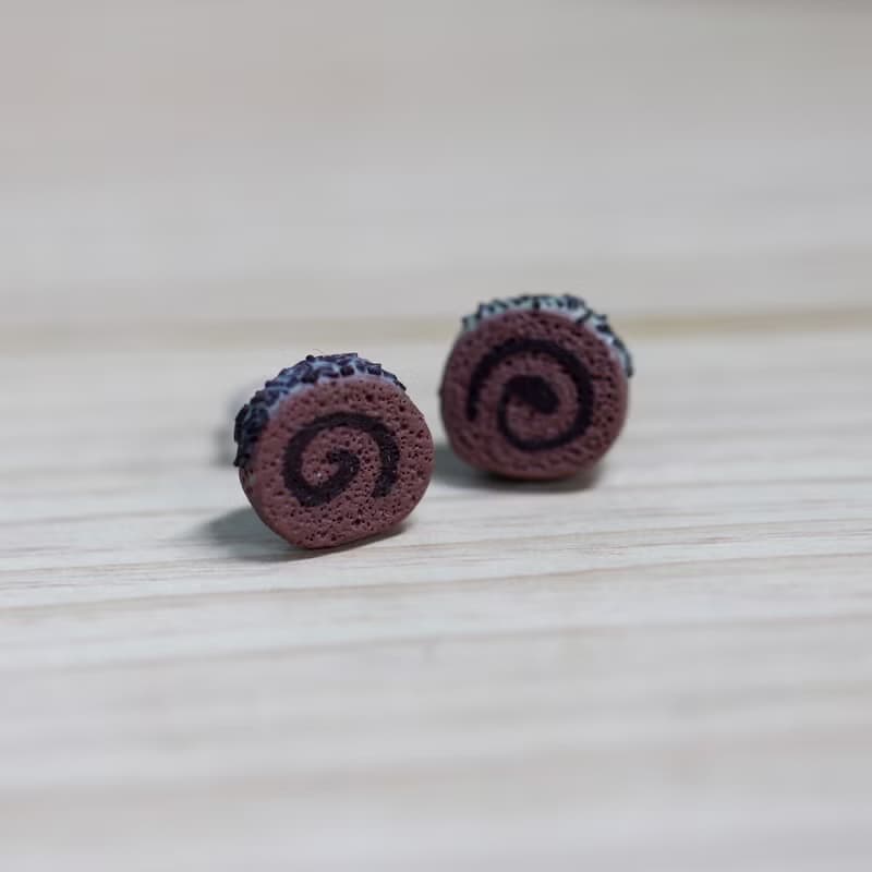 袖珍蛋糕卷耳環 套組 Miniature Sweet Roll Cake Earring Set