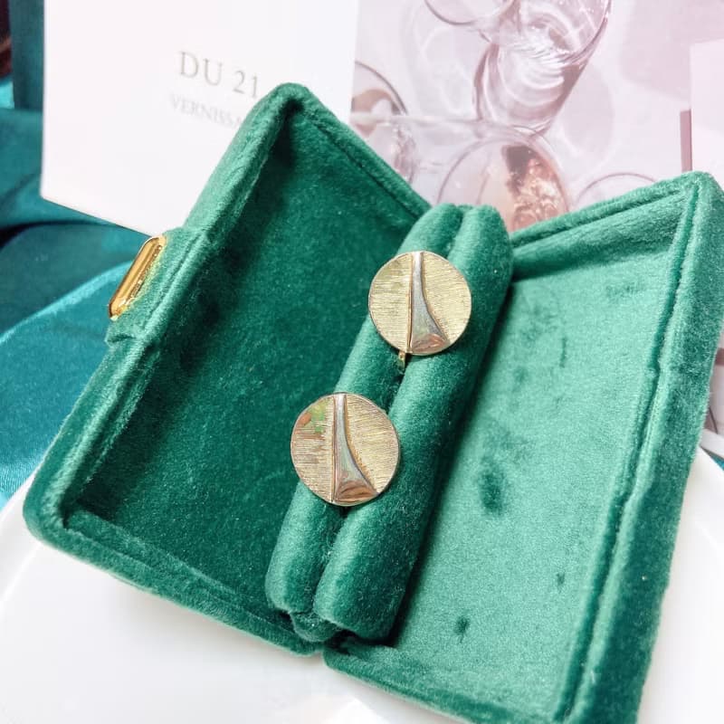 【西洋古董飾品】質感圓線條設計光澤掐絲沙金工藝 耳環 耳夾