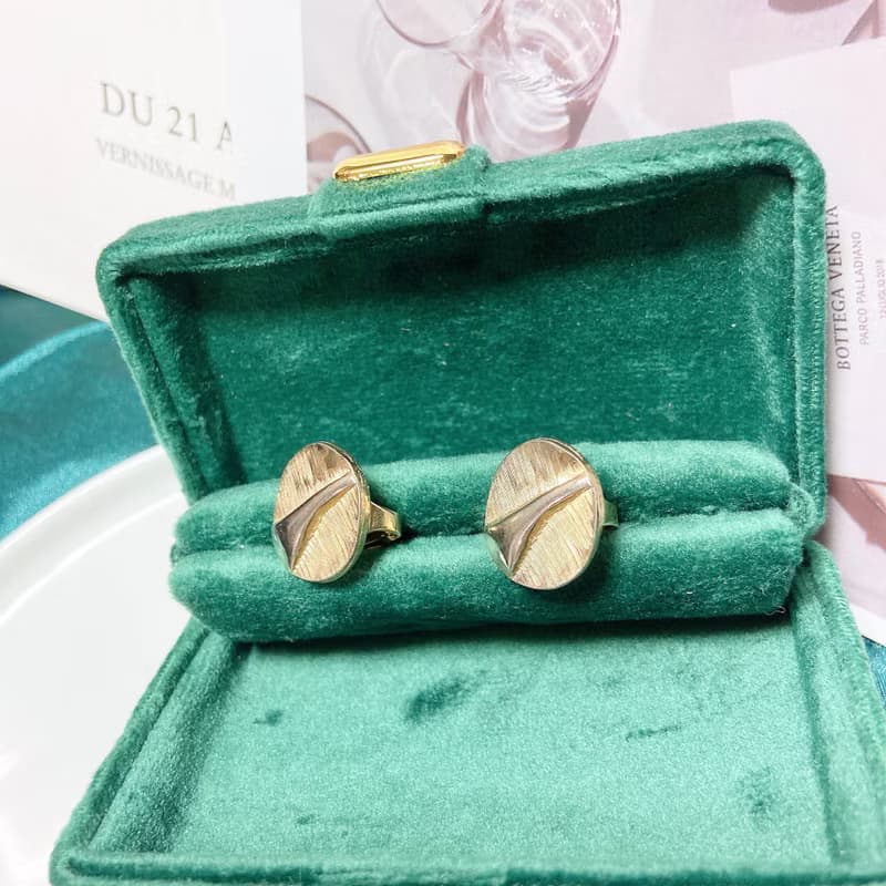 【西洋古董飾品】質感圓線條設計光澤掐絲沙金工藝 耳環 耳夾