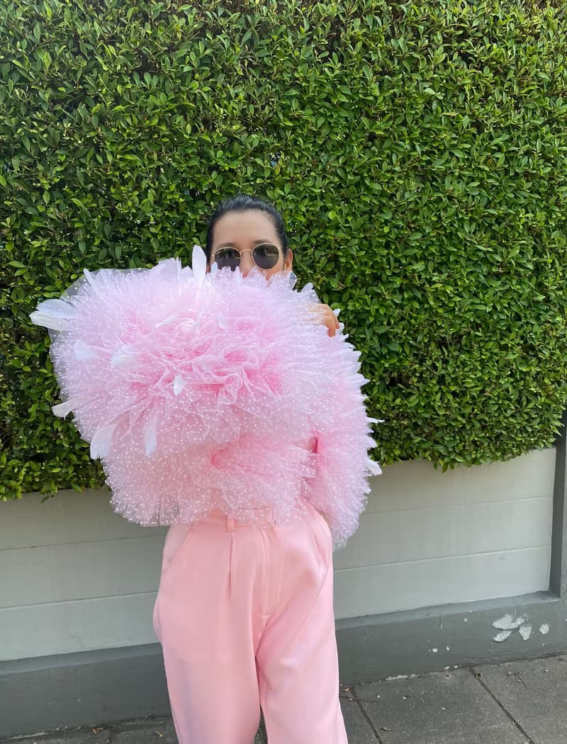 Kira barbie pink tulle cropped jacket trimmed with feathers,Tulle dress women