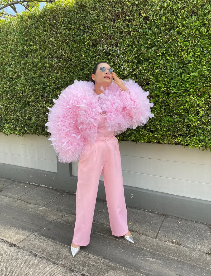 Kira barbie pink tulle cropped jacket trimmed with feathers,Tulle dress women