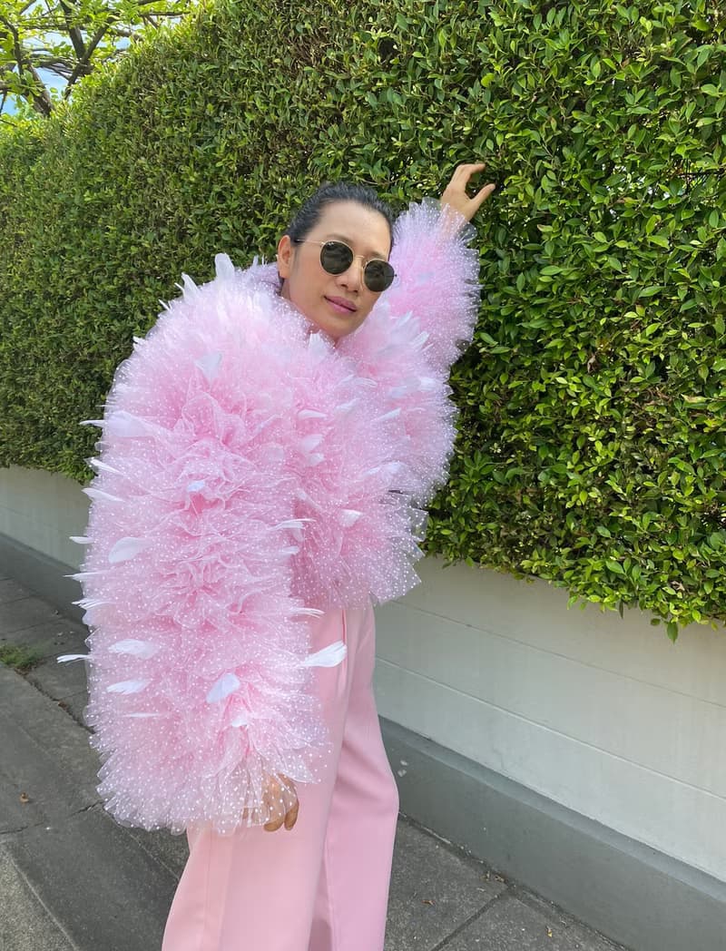 Kira barbie pink tulle cropped jacket trimmed with feathers,Tulle dress women