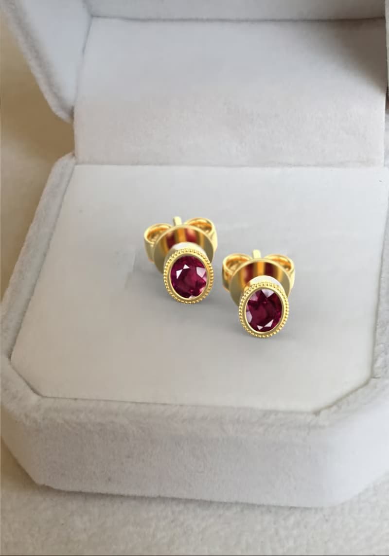 Stud Red Ruby Earring for Woman, Natural Ruby, 925 Silver, Earring Stud