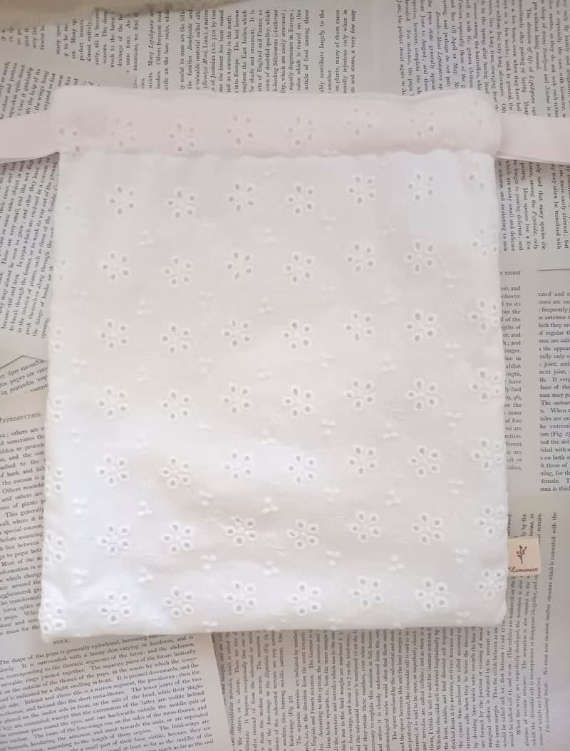 白色純棉刺繡小碎花束口袋手機袋化妝收納袋