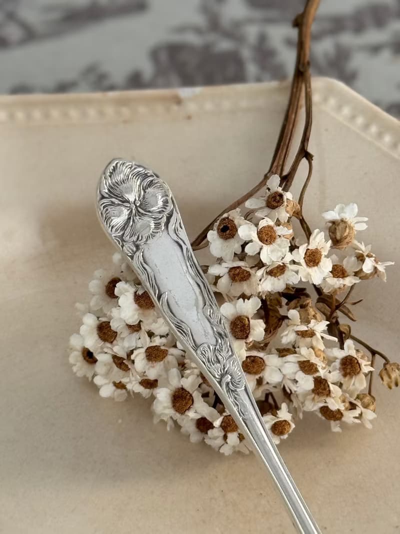 40865- 迷人古董鍍銀扇貝匙冰淇淋布丁甜點匙