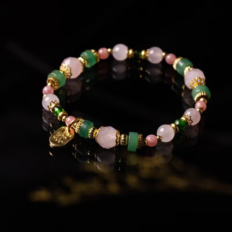 玫瑰之城 // C1435粉晶東陵玉紅紋石手鍊