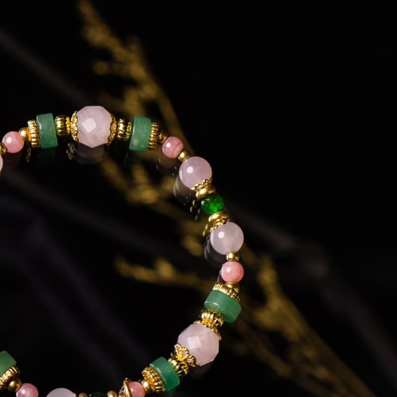 玫瑰之城 // C1435粉晶東陵玉紅紋石手鍊