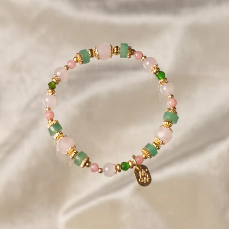 玫瑰之城 // C1435粉晶東陵玉紅紋石手鍊