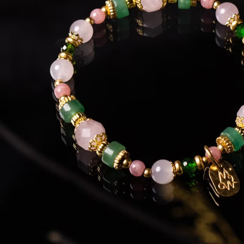 玫瑰之城 // C1435粉晶東陵玉紅紋石手鍊