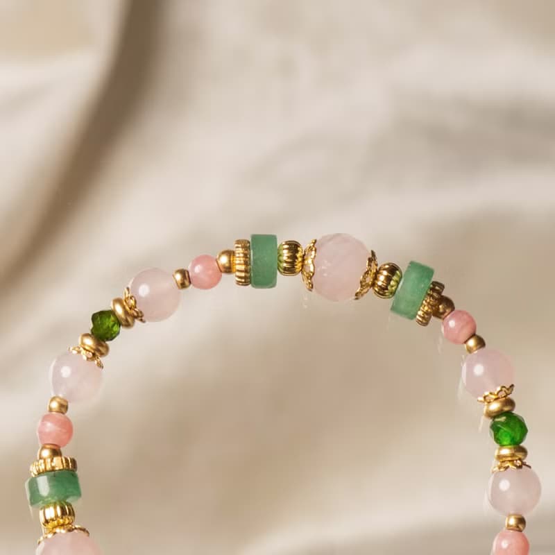 玫瑰之城 // C1435粉晶東陵玉紅紋石手鍊