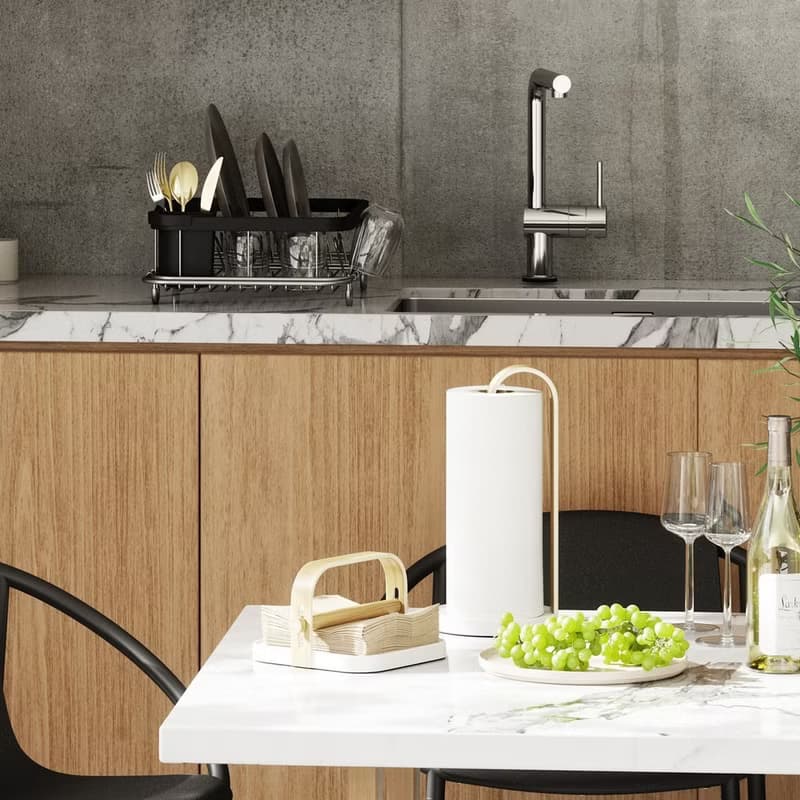 【Umbra】Sinkin伸縮餐具碗盤瀝水架(墨黑36.5cm)