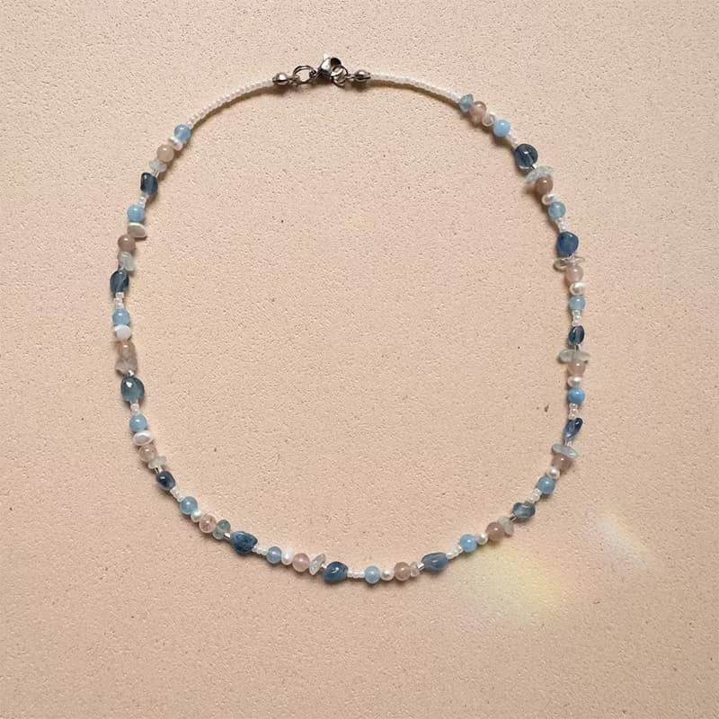 Found.Myth 提升自信 增強思考 天然海藍寶 珍珠 紫羅蘭石項鍊