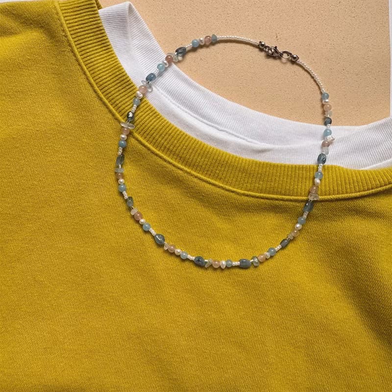 Found.Myth 提升自信 增強思考 天然海藍寶 珍珠 紫羅蘭石項鍊