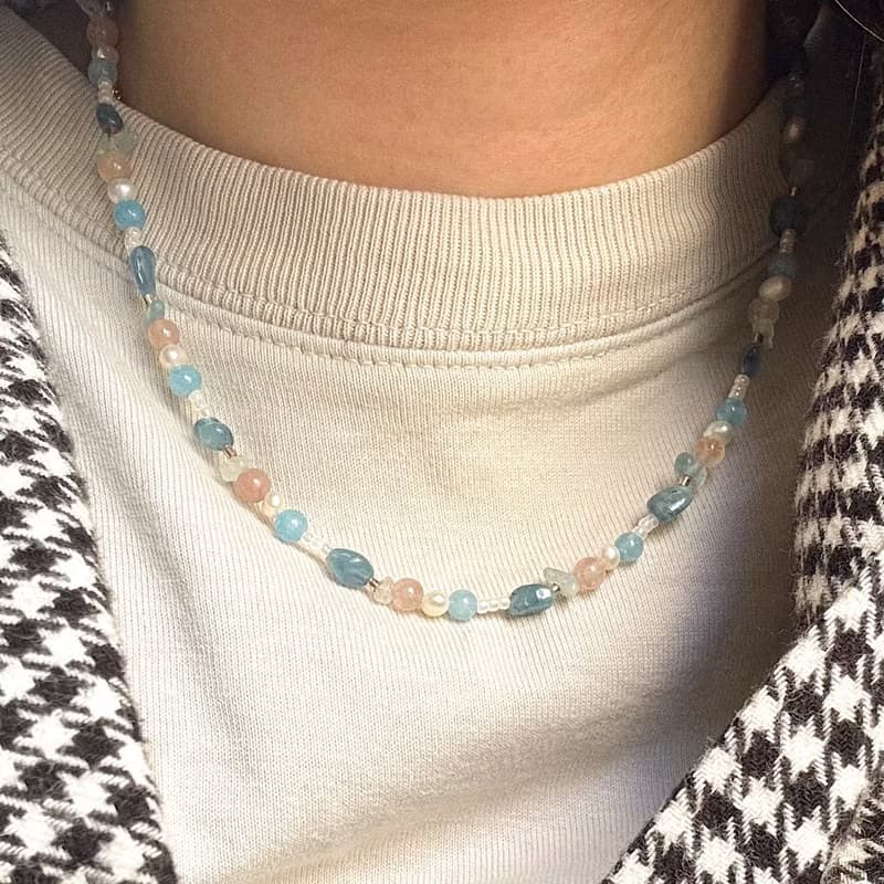 Found.Myth 提升自信 增強思考 天然海藍寶 珍珠 紫羅蘭石項鍊