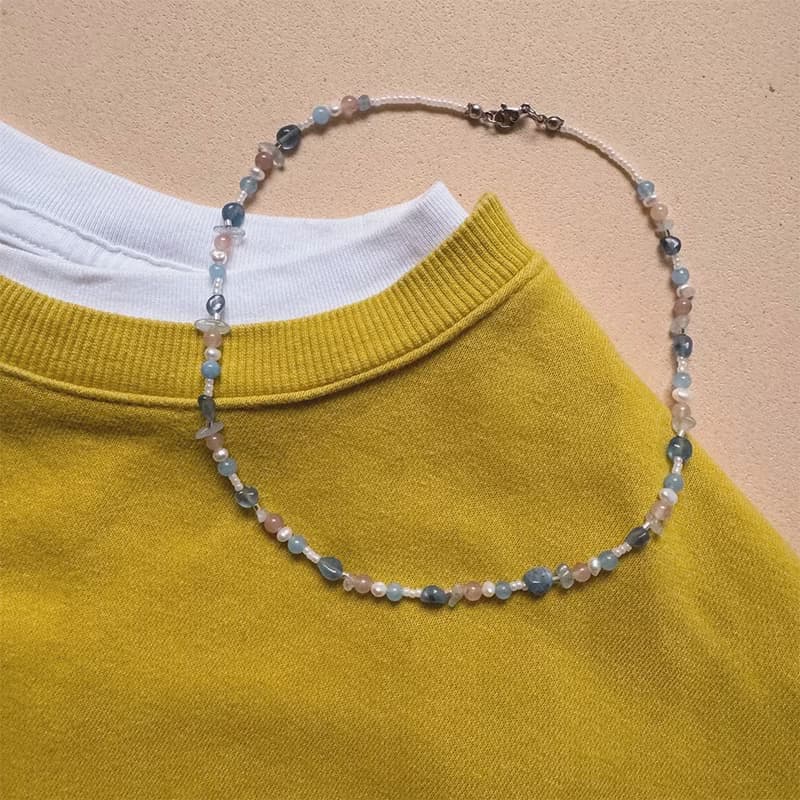 Found.Myth 提升自信 增強思考 天然海藍寶 珍珠 紫羅蘭石項鍊