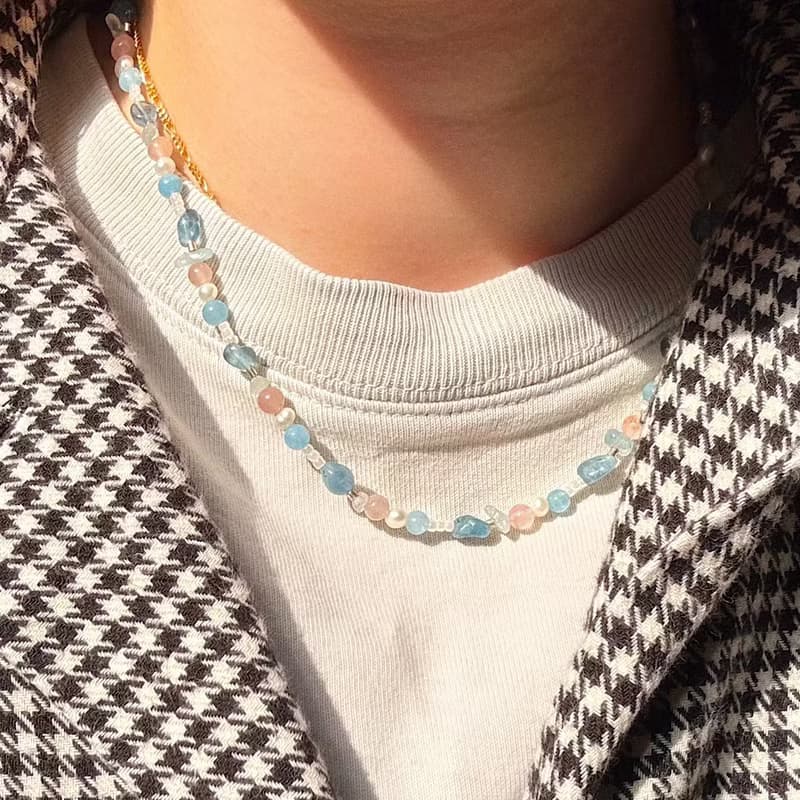 Found.Myth 提升自信 增強思考 天然海藍寶 珍珠 紫羅蘭石項鍊