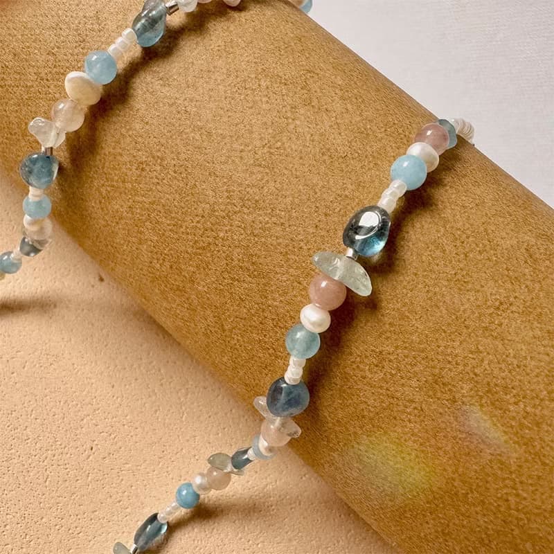 Found.Myth 提升自信 增強思考 天然海藍寶 珍珠 紫羅蘭石項鍊