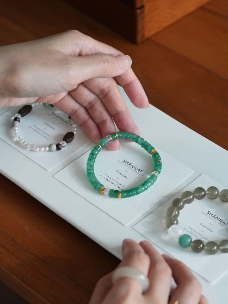 原創手工空青天然非洲翠直切手鐲感手串白水晶手鏈招好運生日禮物