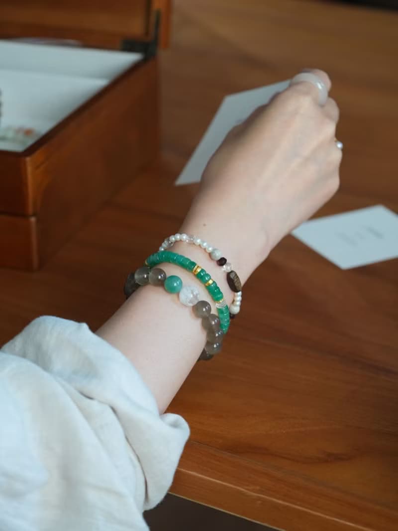 原創手工空青天然非洲翠直切手鐲感手串白水晶手鏈招好運生日禮物