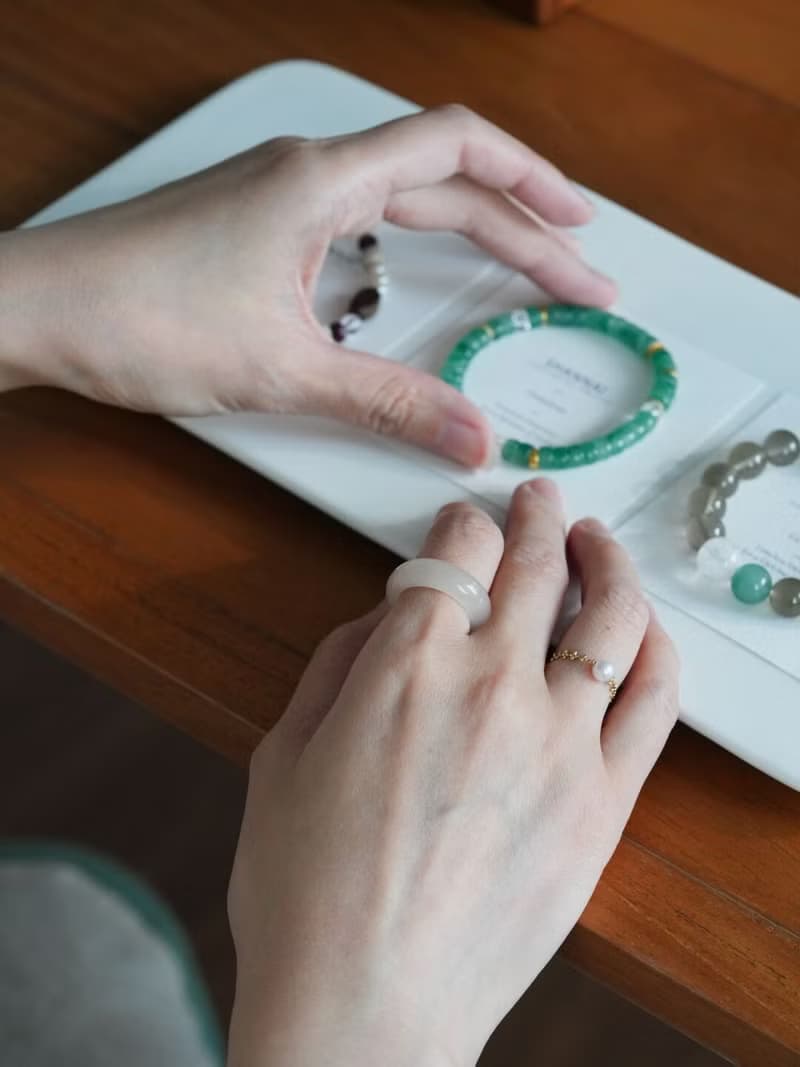 原創手工空青天然非洲翠直切手鐲感手串白水晶手鏈招好運生日禮物