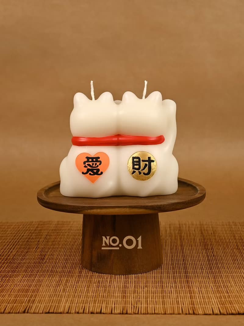 Lucky 財色雙收 招財貓香薰蠟燭擺件 愛+財 創意結婚生日禮物