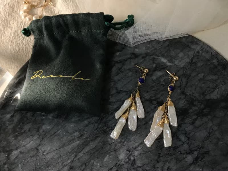 古典邂逅 青金石珍珠耳環 14K Gold-Filled