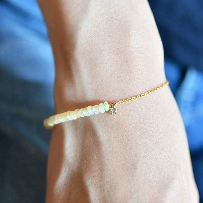 願いを叶う 妖精の石 ウォーターオパールの2WAY ブレスレット 10月誕生石