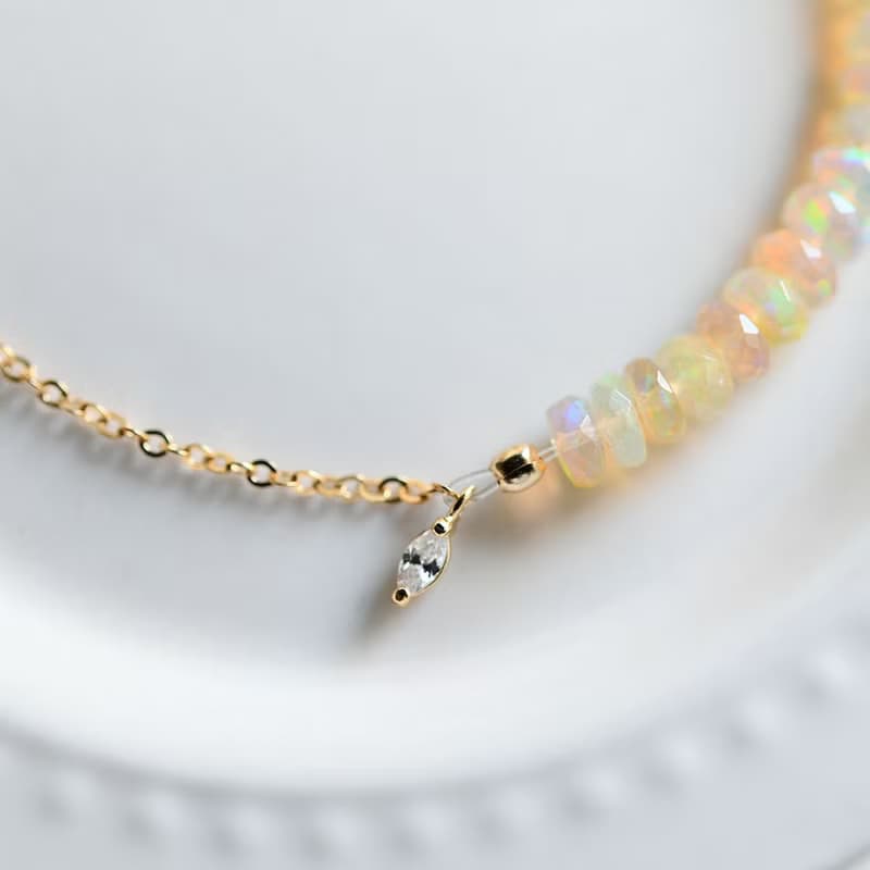 願いを叶う 妖精の石 ウォーターオパールの2WAY ブレスレット 10月誕生石