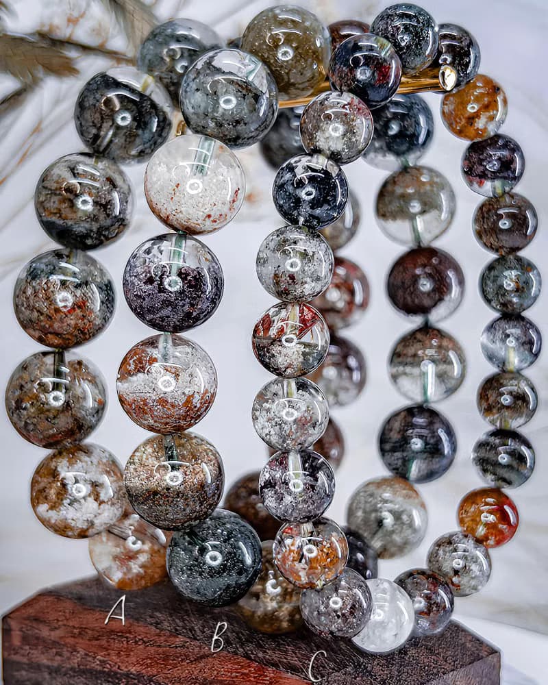 【四季聚寶盆幽靈】彩幽靈半盆水晶手鍊手串手珠