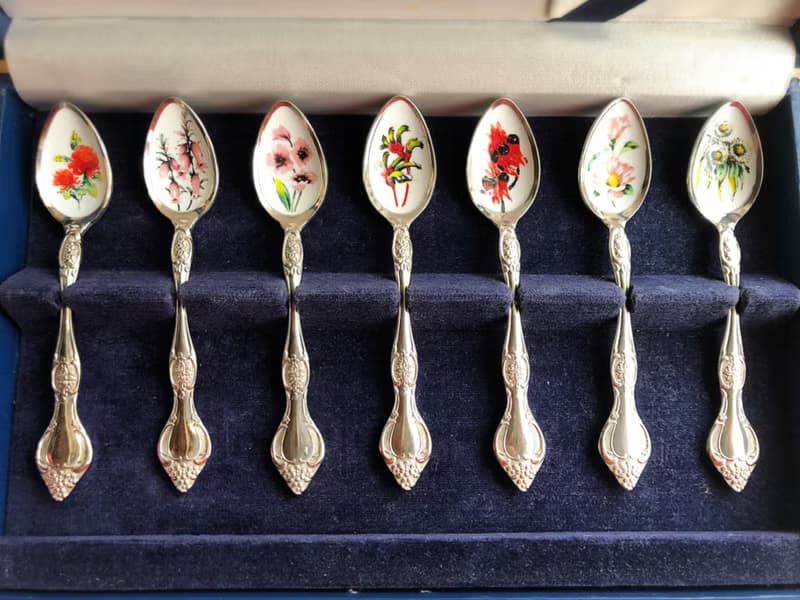 Vintage珍藏系列澳洲野花鍍銀匙七件組含原裝盒