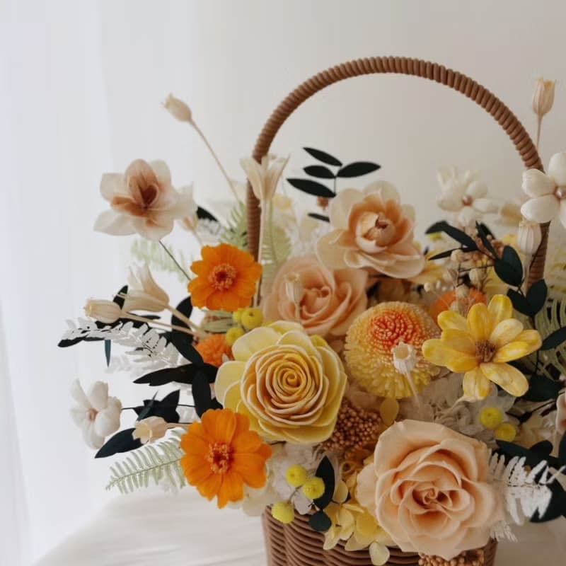 野餐提籃永生盆花 永生玫瑰 開幕花禮 喬遷賀禮 榮升禮物