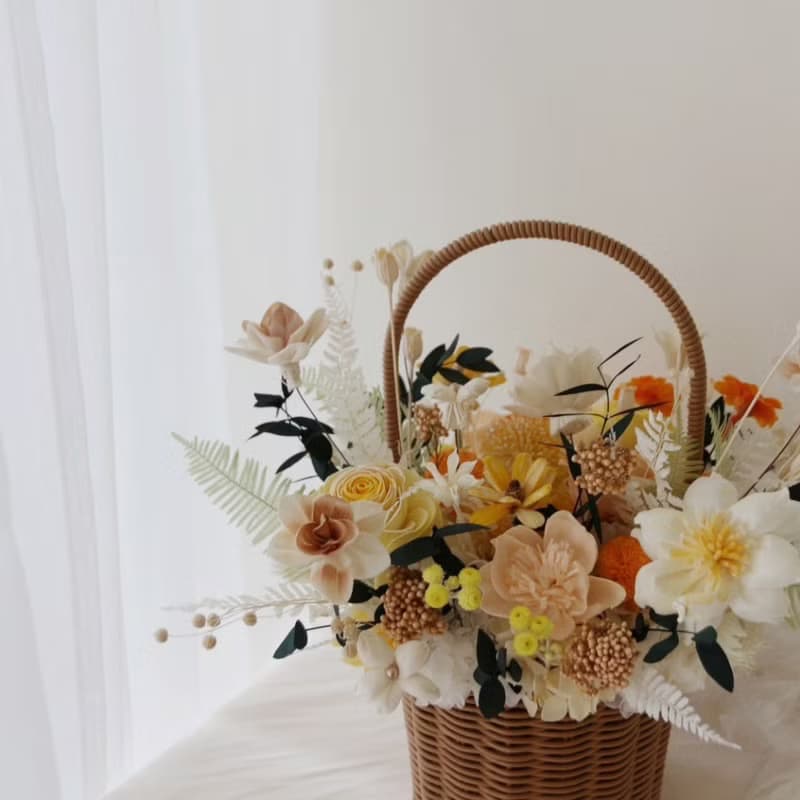 野餐提籃永生盆花 永生玫瑰 開幕花禮 喬遷賀禮 榮升禮物