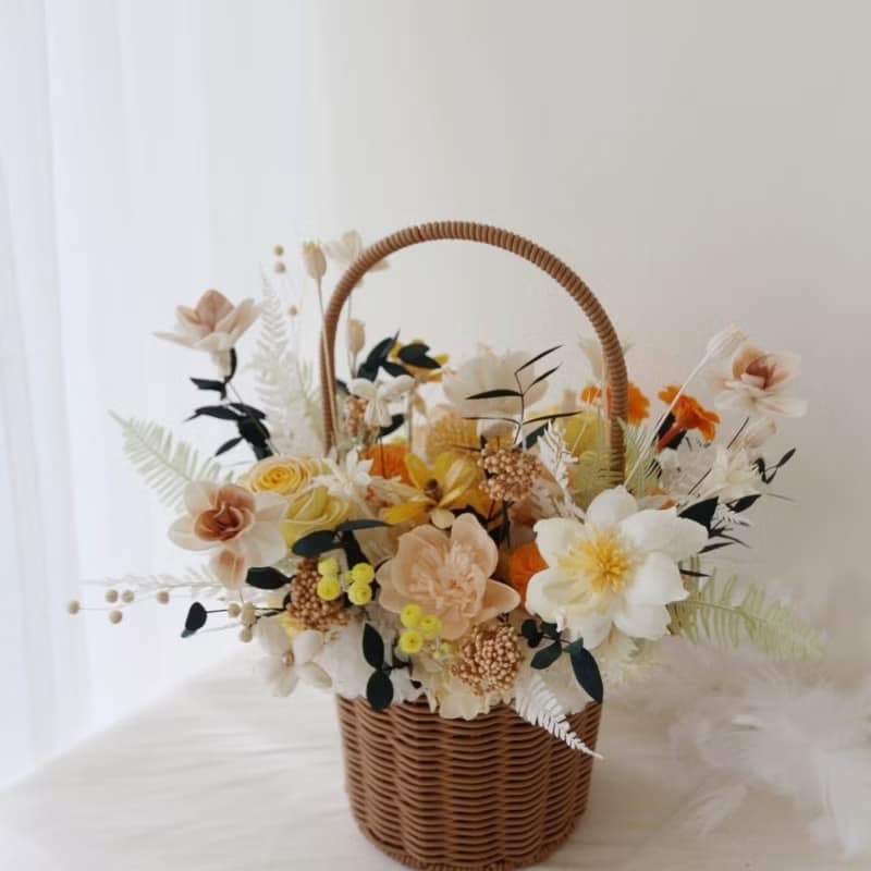 野餐提籃永生盆花 永生玫瑰 開幕花禮 喬遷賀禮 榮升禮物