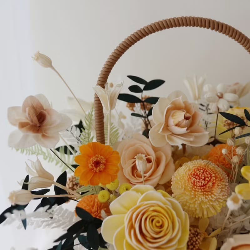 野餐提籃永生盆花 永生玫瑰 開幕花禮 喬遷賀禮 榮升禮物