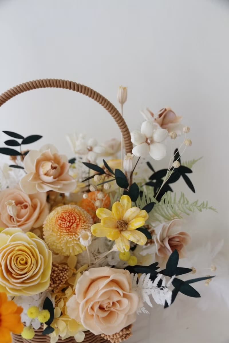 野餐提籃永生盆花 永生玫瑰 開幕花禮 喬遷賀禮 榮升禮物