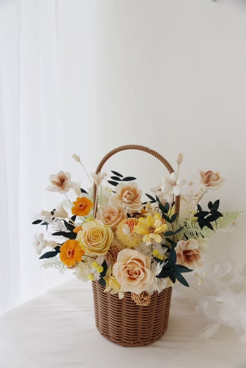 野餐提籃永生盆花 永生玫瑰 開幕花禮 喬遷賀禮 榮升禮物