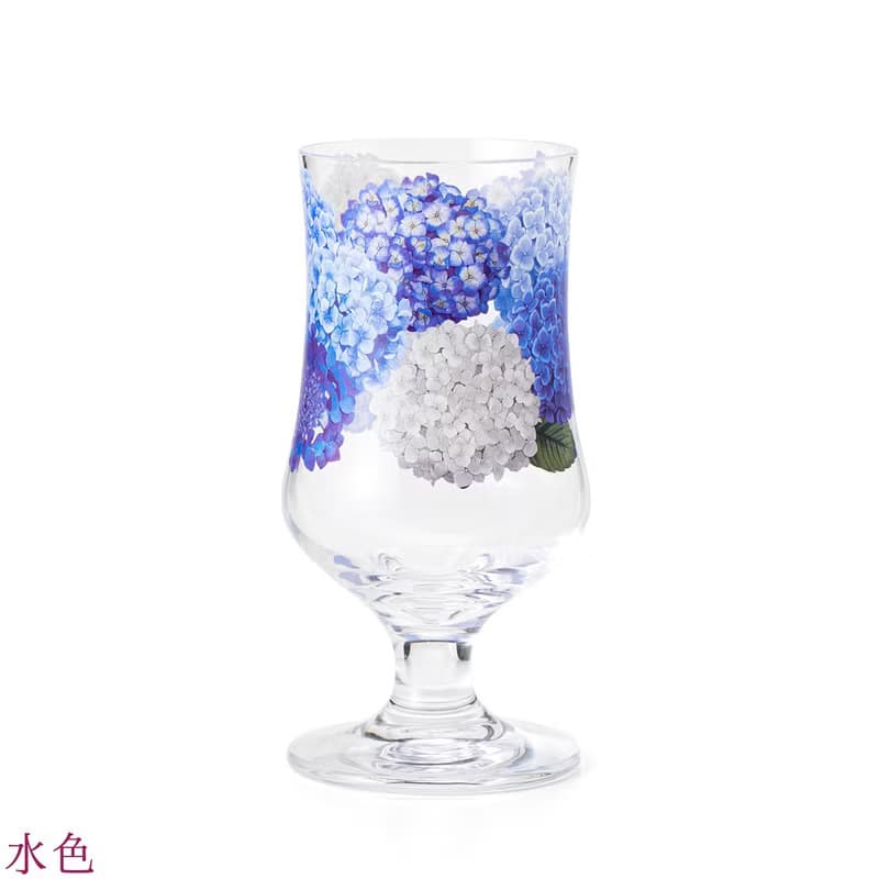【YOU+MORE!】繡球花紋高腳玻璃杯