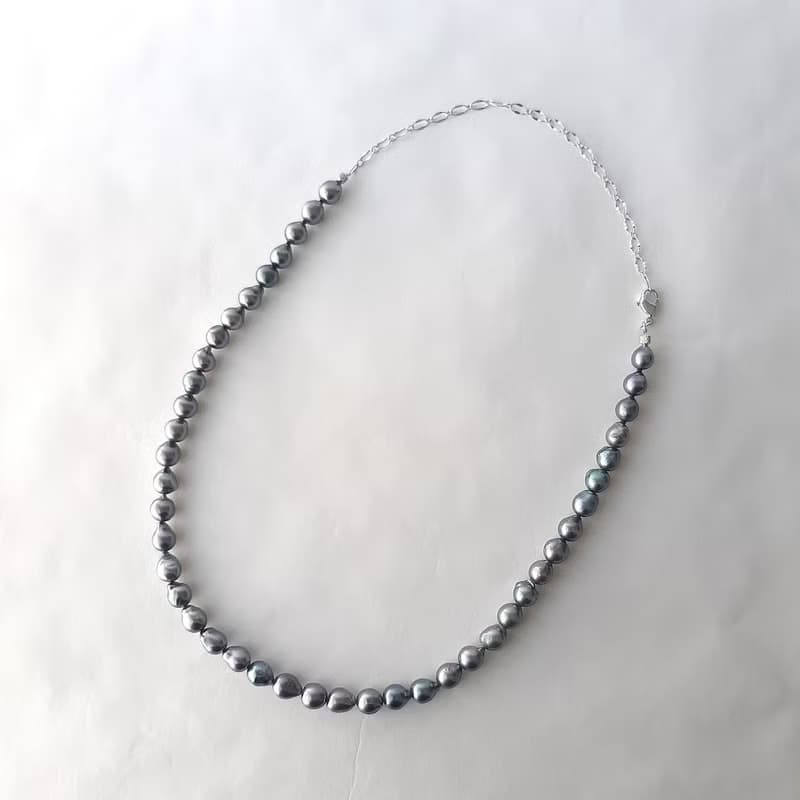 SV 黒蝶真珠 バロック パール ネックレス ユニセックス 取り外し可能 チェーン付　黒蝶パール pearl necklace 珍珠項鍊 珍珠项链 진주목걸이