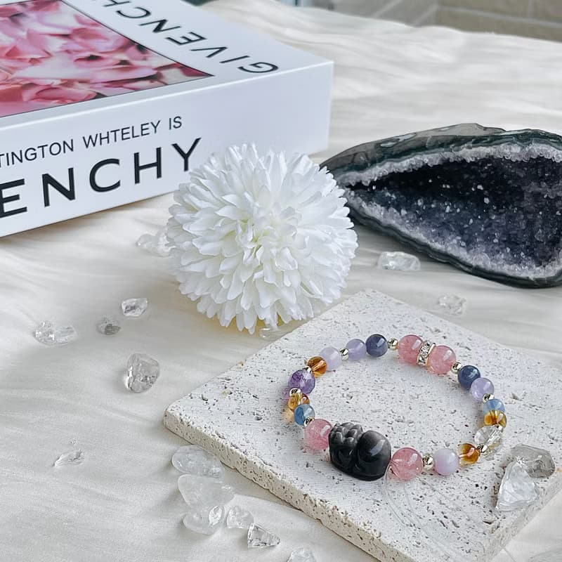 年綸 銀耀石貔貅水晶 吧14K包金 開運手鍊 招財 暴富必備款 黃水